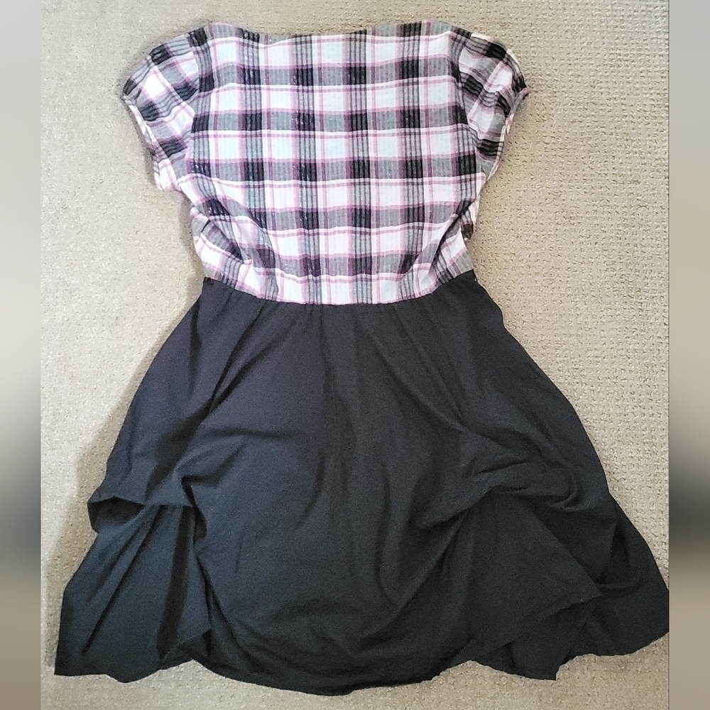 Heart & Soul Black & Pink Plaid Ruched Bubble Bottom Dress - Picture 7 of 10